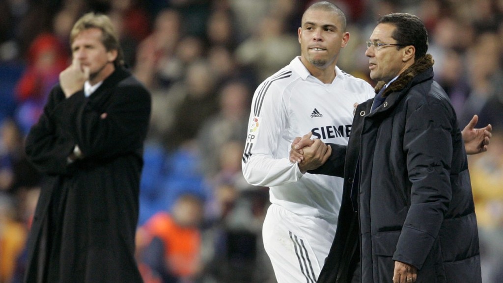 Vanderlei Luxemburgo cuando dirigió al Real Madrid del "Fenómeno" Ronaldo. Foto AFP