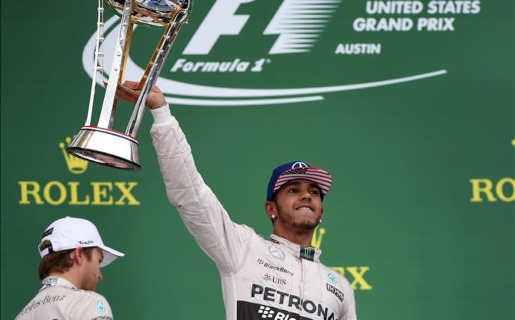 Hamilton se coronó hace un año en Austin, tras un fallo de Rosberg. Foto AFP