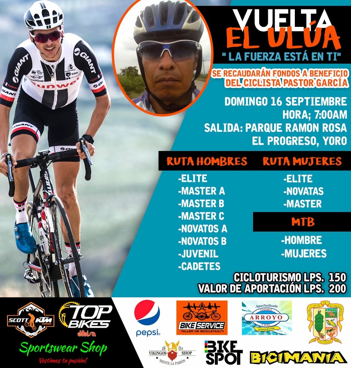 "Vuelta El Ulúa" en apoyo al ciclista Pastor Gómez, atropellada esta semana