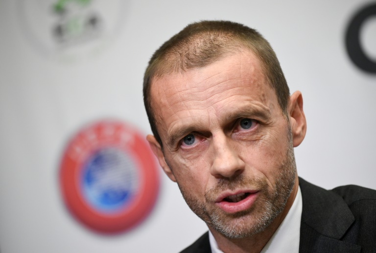 El presidente de la UEFA, Aleksander Ceferin, en rueda de prensa en Bruselas