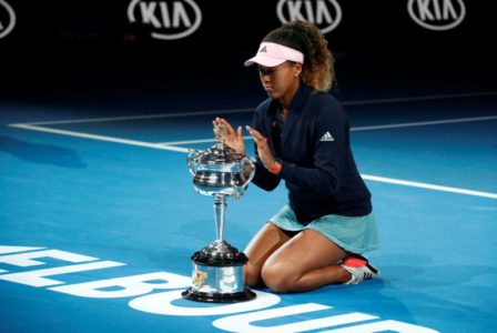 Naomi Osaka celebra su victoria en el Abierto de Australia