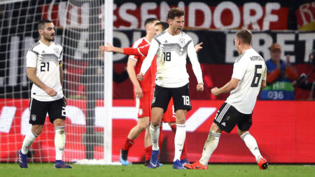 Celebración alemana del empate contra Serbia. Foto Getty