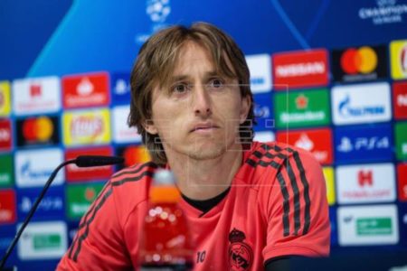 Luka Modric, durante la rueda de prensa tras el entrenamiento previo al partido de Liga de Campeones