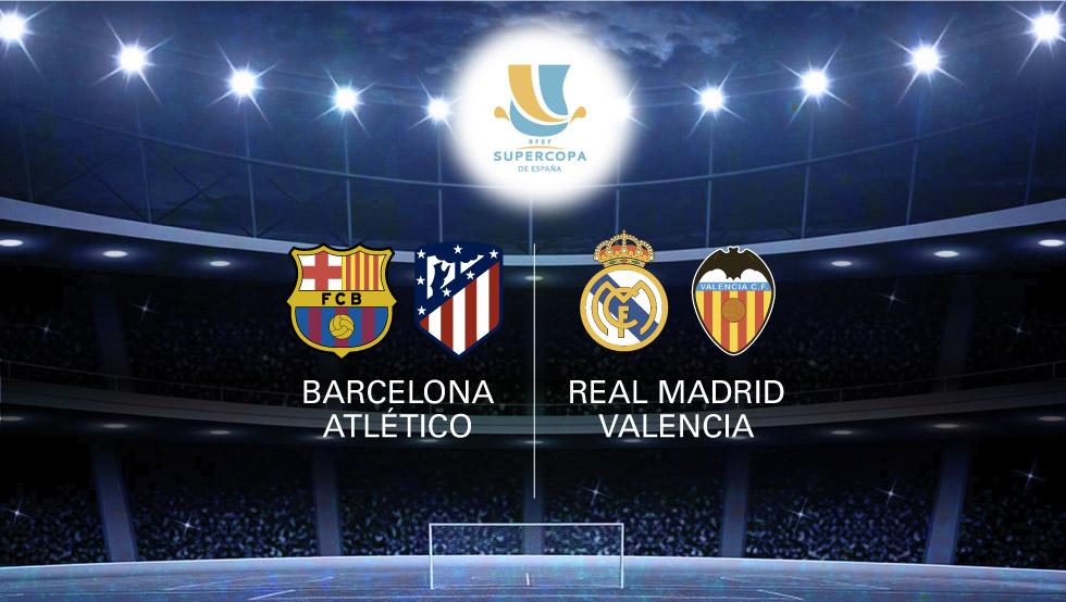 Valencia-Real Madrid y Barca-Atlético, semifinales de la Supercopa