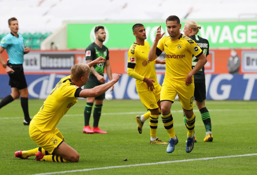 Guerreiro celebra su gol en la victoria del Dortmund. Foto Borussia Dortmund