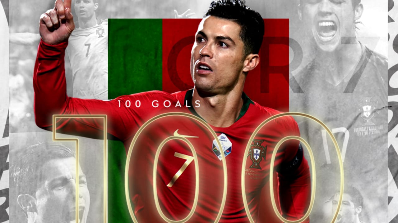 Cristiano Ronaldo lleva 100 goles con Portugal. Foto UEFA