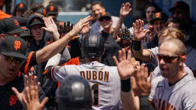 Mauricio Dubón conecta su tercer cuadrangular de la temporada ante los Dodgers