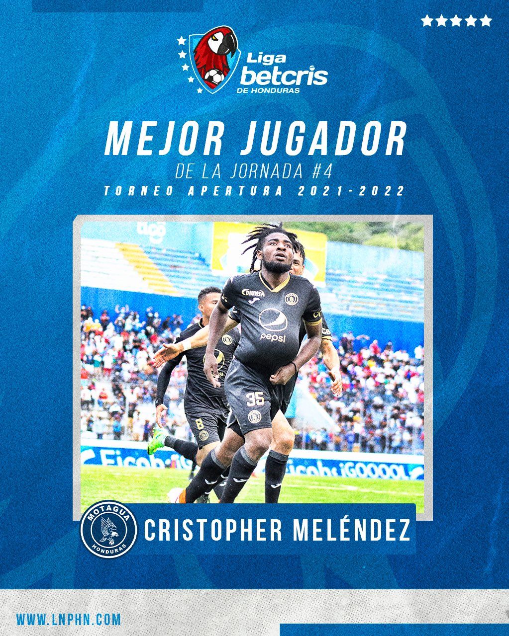 Christopher Meléndez mejor futbolista de la jornada cuatro de la Liga Betcris