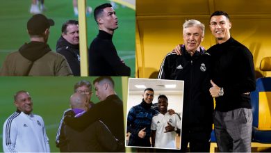 Cristiano Ronaldo visita a sus excompañeros del Madrid en su entrenamiento